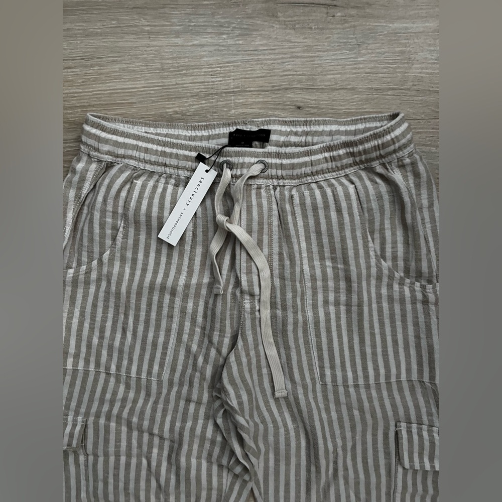 NWT Anthropologie x Sanctuary Women’s Pull On Striped Linen Blend Bottoms - M - Picture 3 of 8